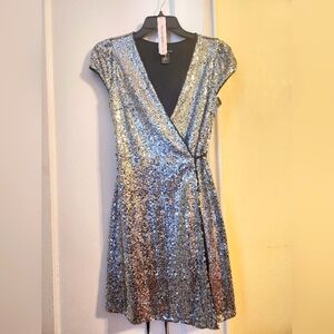 AQUA silver dress perfect for holiday party